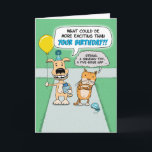 Funny Happy Dog and Grumpy Cat Birthday Card<br><div class="desc">Here's a cute and funny birthday card featuring an excited dog and a very grumpy cat headed to a party.

Thanks for choosing this original design by © Chuck Ingwersen. I post cartoons every day on Instagram: https://www.instagram.com/captainscratchy</div>