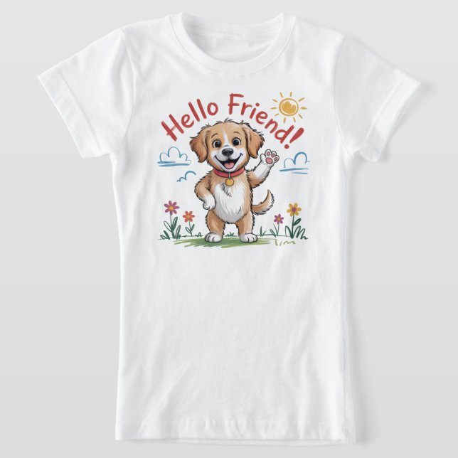 Funny Happy Dog Kids T-Shirt – Cute Cartoon Puppy  (Laydown)