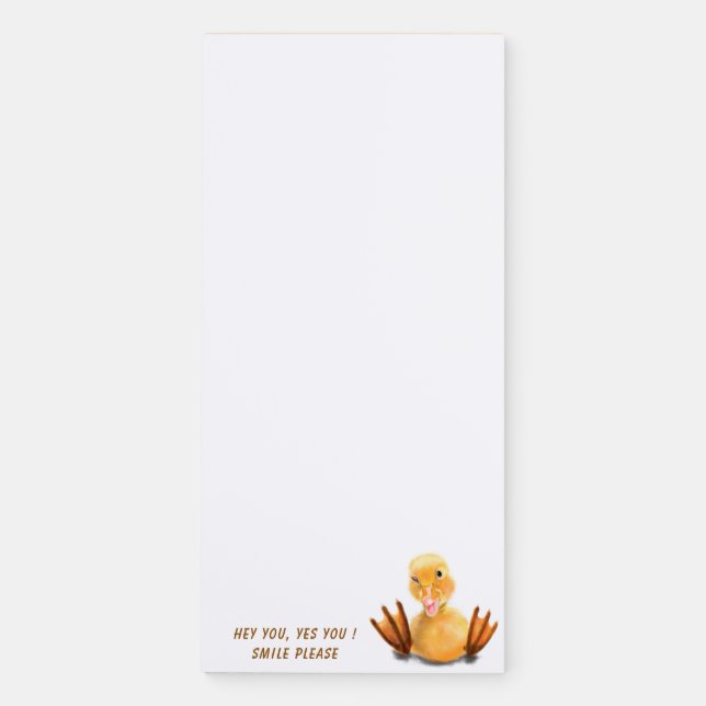 Funny Happy Duck Magnetic Notepad - Custom Text (Front)