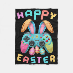 Funny Happy Easter Bunny Gaming Controller Gamer B Fleece Blanket