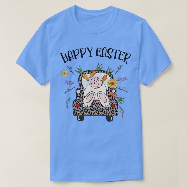 Funny Happy Easter Bunny Rabbit In Leopard Print T T-Shirt (Design Front)