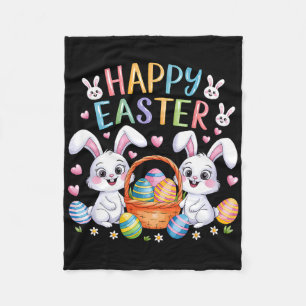 Funny Happy Easter Bunny Toddler Kids Easter Rabbi Fleece Blanket