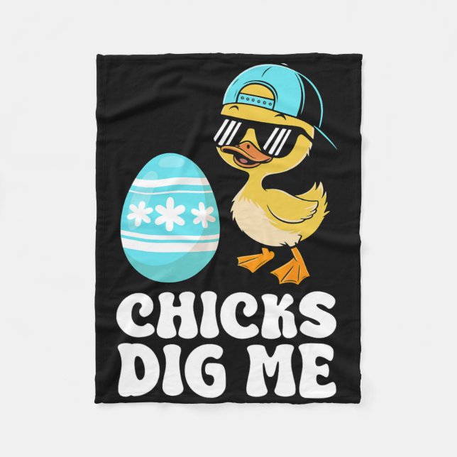 Funny Happy Easter Chicks Dig Me Easter Egg Toddle Fleece Blanket (Front)