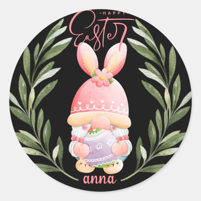 funny happy easter  classic round sticker (Front)