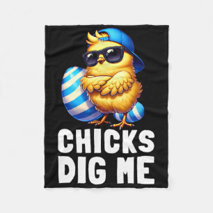 Funny Happy Easter Day Chicks Dig Me Easter Toddle Fleece Blanket