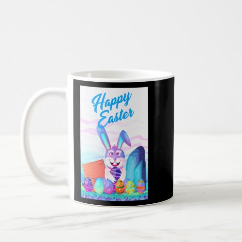 Funny Happy Easter Day Cute Bunny With Eggs Easter Coffee Mug