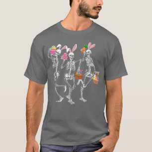 Funny Happy Easter Day Dancing Skeleton Bunny Men  T-Shirt