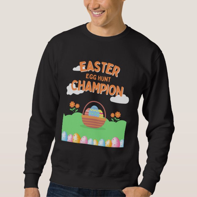 Funny Happy Easter Egg Hunt Cute Bunny Ears Sister Sweatshirt (Front)
