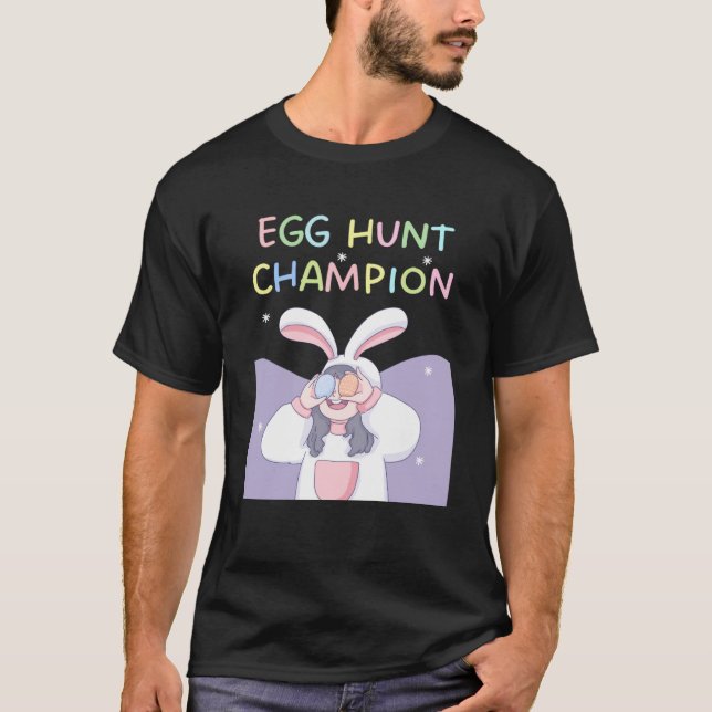 Funny Happy Easter Egg Hunt Cute Bunny Ears Sister T-Shirt (Front)