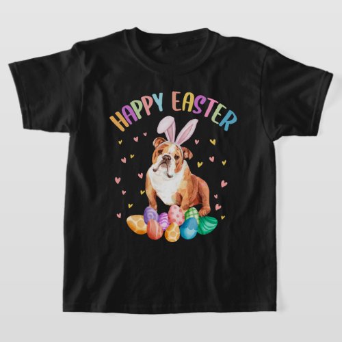 Funny Happy Easter English Bulldog Bunny Pet Lover T_Shirt