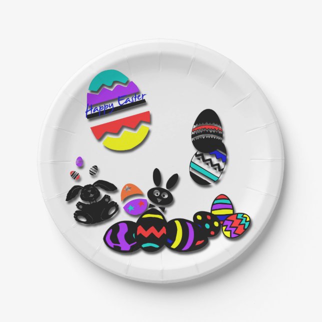 Funny Happy Easter Paper Plates (Front)