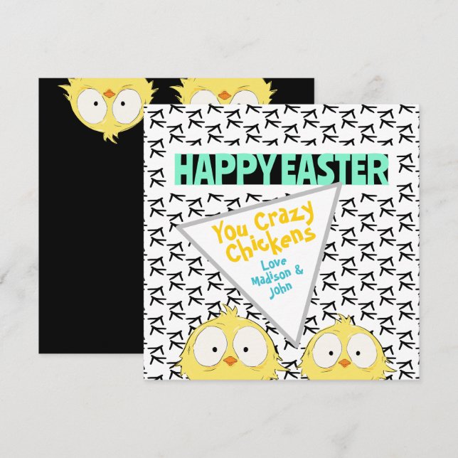 Funny “Happy Easter You Crazy Chickens” | Easter Holiday Card (Front/Back)