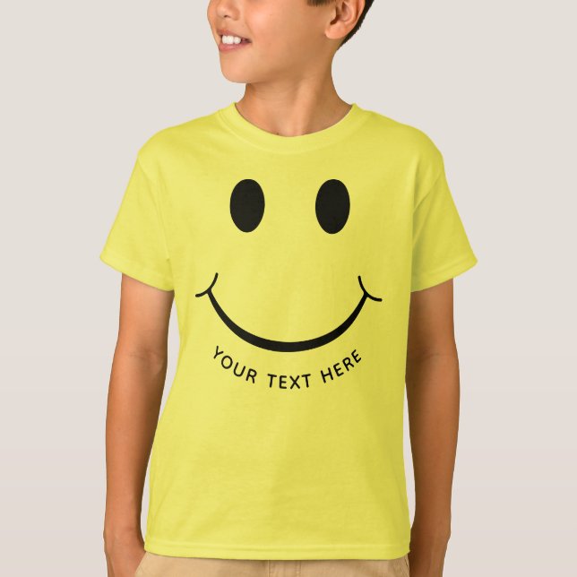 Funny Happy Face Add Your Own Text Light T-Shirt (Front)