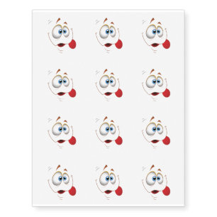 Funny Happy Face Blue Eyes Temporary Tattoos