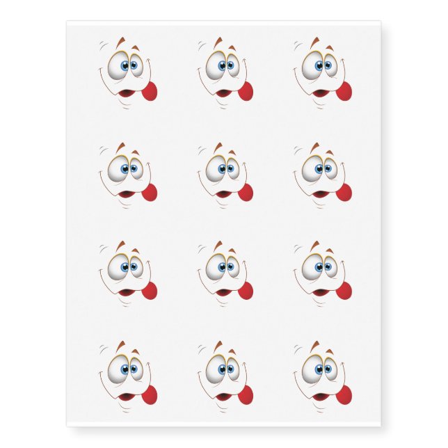 Funny Happy Face Blue Eyes Temporary Tattoos (Front)
