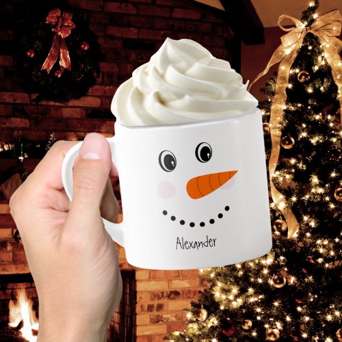 Funny Happy Face Snowman Christmas Hot Coco  Espresso Cup