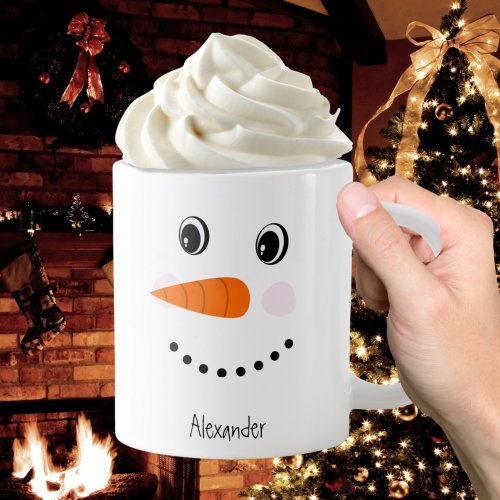 Funny Happy Face Snowman Christmas Hot Coco  Latte Giant Coffee Mug