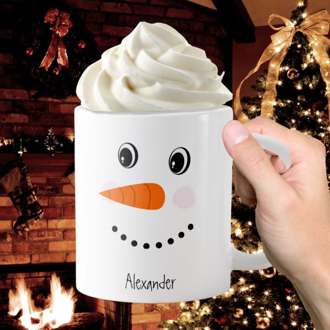 Funny Happy Face Snowman Christmas Hot Coco  Latte Giant Coffee Mug (Creator Uploaded)
