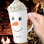 Funny Happy Face Snowman Christmas Hot Coco  Latte Mug<br><div class="desc">Latte Mug Personalized Funny Happy Face Snowman Christmas Hot Cocoa. Just add a name.</div>