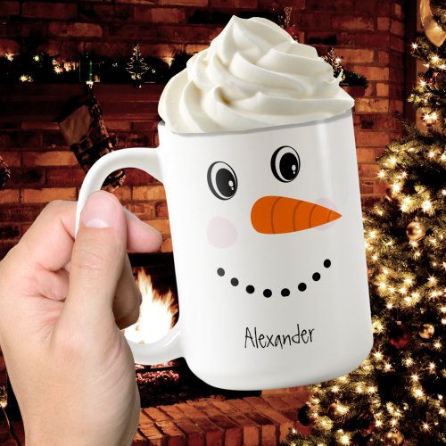 Funny Happy Face Snowman Christmas Hot Coco Two_To Coffee Mug