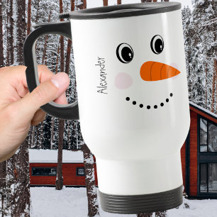 Funny Happy Face Snowman Christmas Hot Coco Two-To Travel Mug
