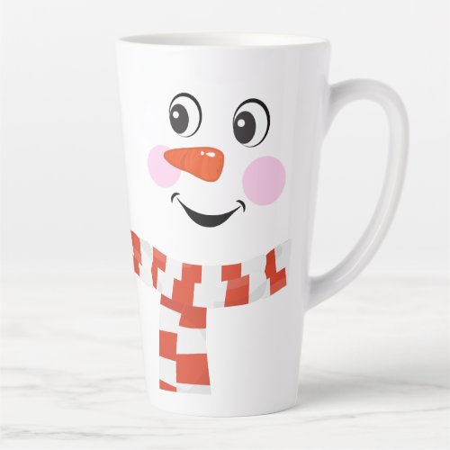 Funny Happy Face Snowman Winter Scarf Hot Cocoa Latte Mug