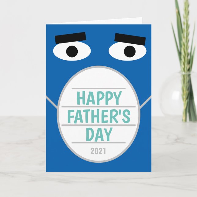 Funny Happy Father's Day 2022 blue face mask Card (Front)