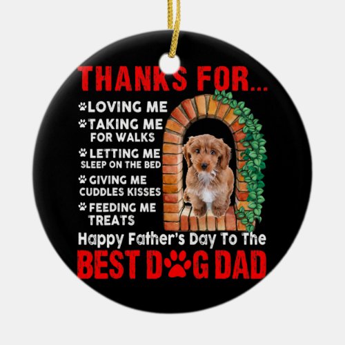 Funny Happy Fathers Day Best Dog Dad Cute Ceramic Ornament