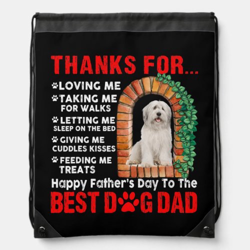 Funny Happy Fathers Day Best Dog Dad Cute Drawstring Bag