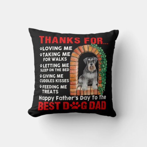 Funny Happy Fathers Day Best Dog Dad Cute Throw Pillow