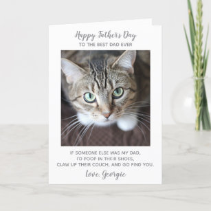 Funny Happy Fathers Day Pet Photo Cat Dad  Holiday Card