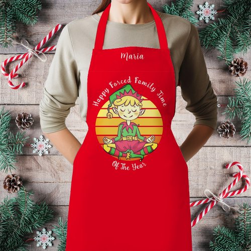 Funny Happy Forced Family Time Of The Year Apron