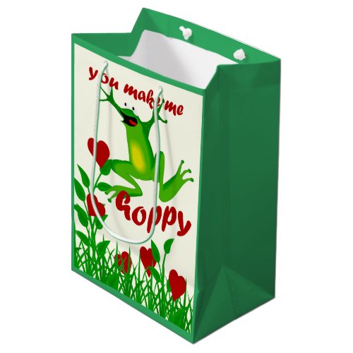 Funny Happy Frog You Make Me Hoppy MGB Medium Gift Bag