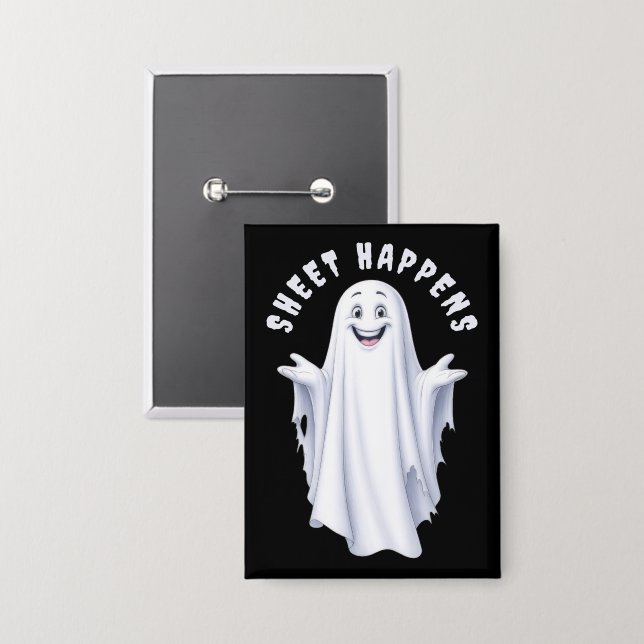 Funny Happy Ghost Button (Front/Back)