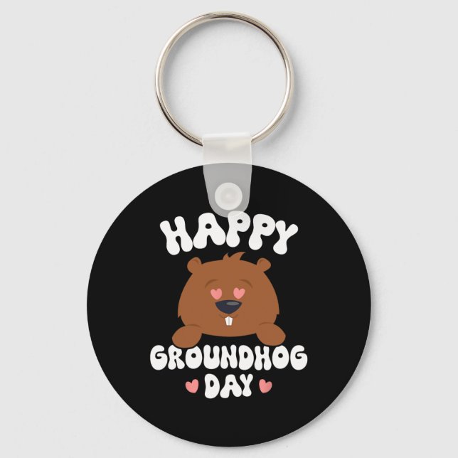 Funny Happy Groundhog Day 2025 3  Keychain (Front)