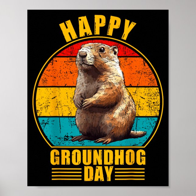 Funny Happy Groundhog Day 2025 Decorations Retro V (Front)