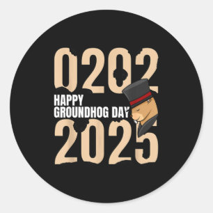 Funny Happy Groundhog Day February 2nd 2025 Holida Classic Round Sticker
