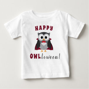 Funny Happy Halloween Owl Vampire Trick or Treat Baby T-Shirt