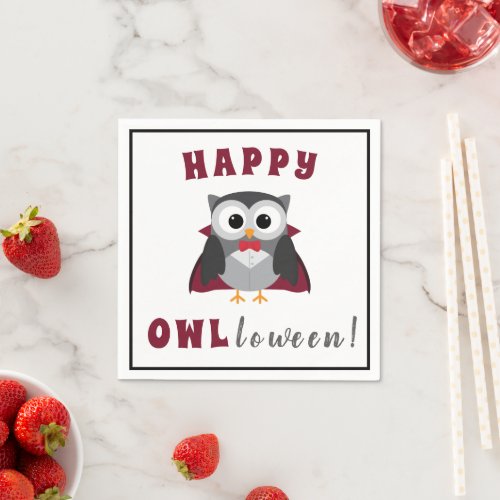 Funny Happy Halloween Owl Vampire Trick or Treat  Napkins