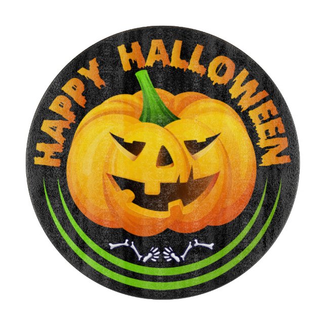 Funny Happy Halloween Scary Pumpkin Cutting Board (Front)