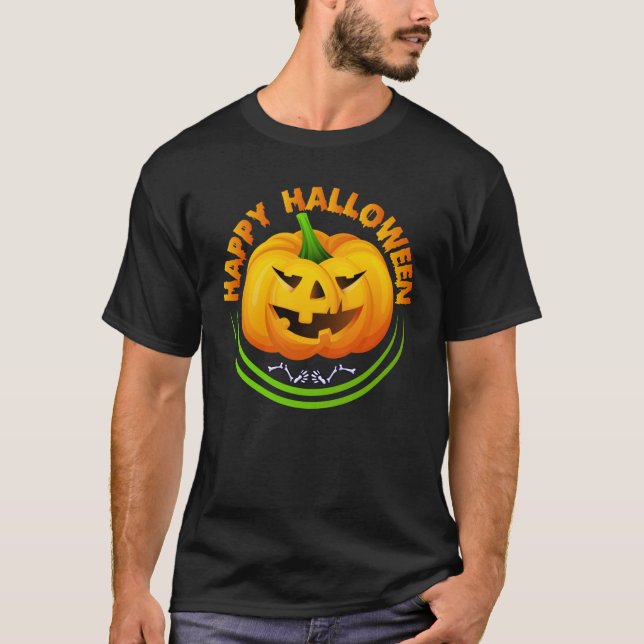 Funny Happy Halloween Scary Pumpkin Men's T-Shirt (Front)
