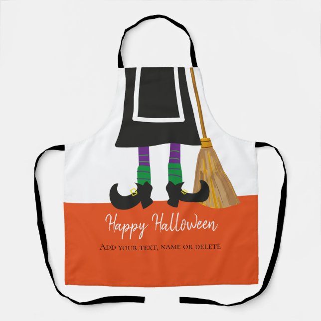 Funny Happy Halloween Witch Legs Personalized Apron (Front)
