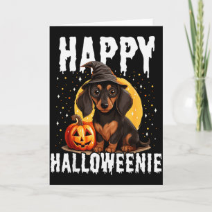 Funny Happy Halloweenie Halloween 2024 Weiner Dog Card