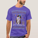 Funny Happy Hanukcat Ugly Hanukkah Maine Coon Cat  T-Shirt<br><div class="desc">Funny Happy Hanukcat Ugly Hanukkah Maine Coon Cat Jewish  .</div>