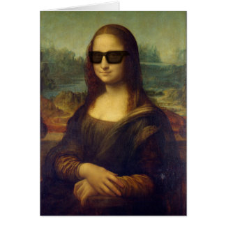 Funny Happy Hipster Mona Lisa in Shades Cards