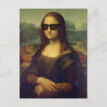 Funny Happy Hipster Mona Lisa In Shades Postcard at Zazzle
