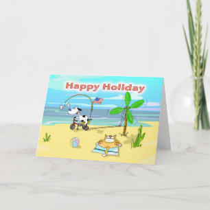 Funny happy holiday labor day card, Fat Cat and Du Card