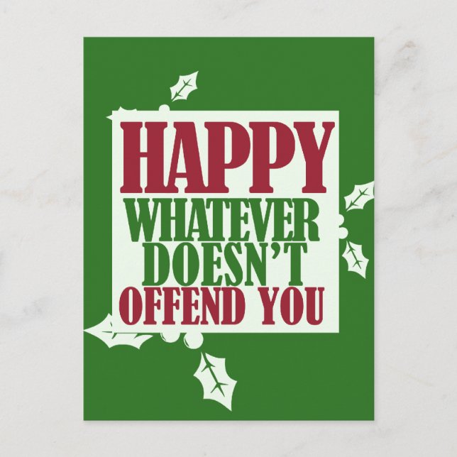 Funny Happy Holidays VS Merry Christmas humor Holiday Postcard (Front)