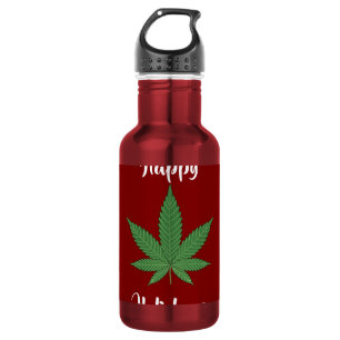 Funny Happy Holidaze Weed Leaf Personalized Stainless Steel Water Bottle