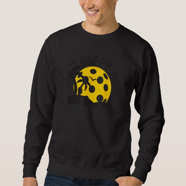Funny Happy Hour Pickleball Lover Silhouette Topic Sweatshirt (Front)